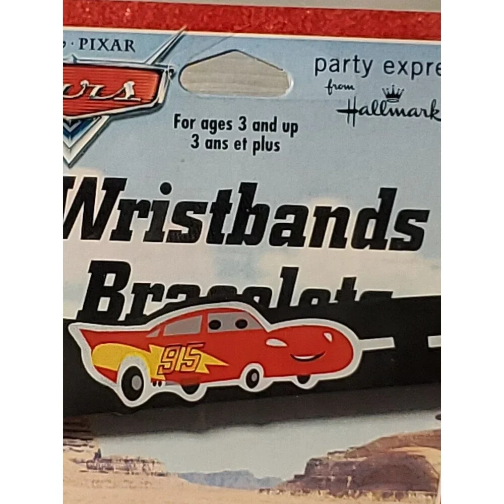 Vntg. Y2K Disney Cars Party Favors/4 Wristbands/NOS/Deadstock/Hallmark/Pixar‎
